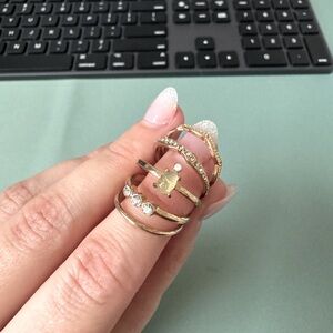 Cute stack of gold tone rings